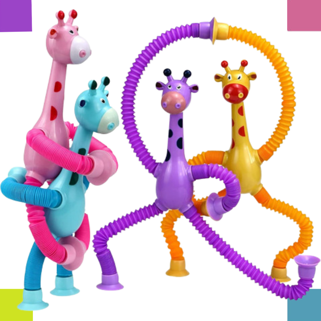 Girafas estica e gruda pop it tubo tiktok com luz brinquedo presente para crianças promoção lembranc