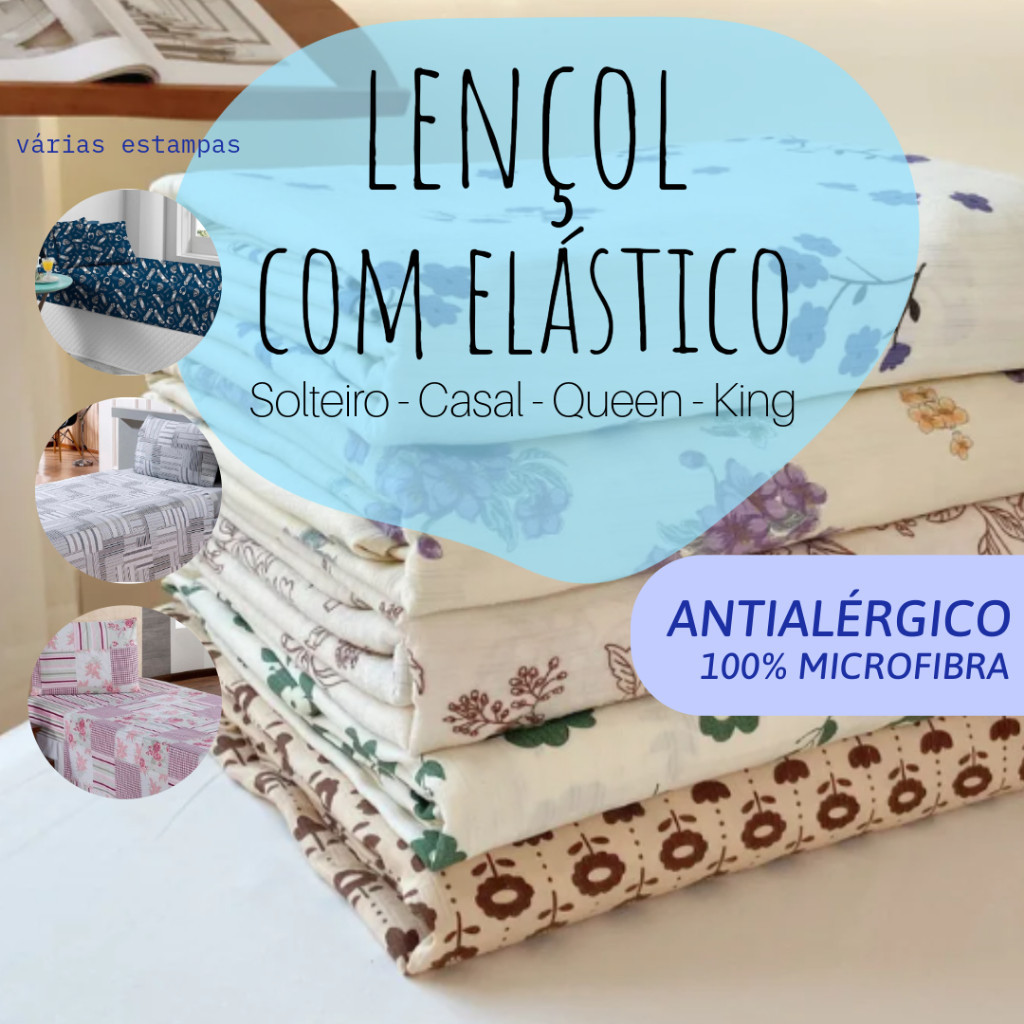 Lençol Antialérgico Estampado Avulso Solteiro – Casal – Queen – King Size