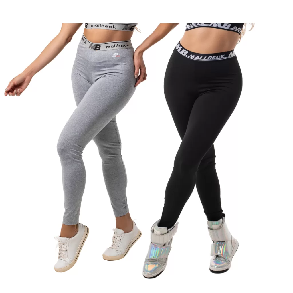 KIT 3 Calças Legging Academia Cintura Alta com Elástico Exposto – Modela o Corpo Calça