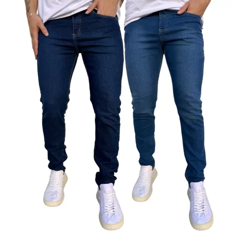 Kit 2 Calça Jeans Masculina Lycra Slim Elastano o