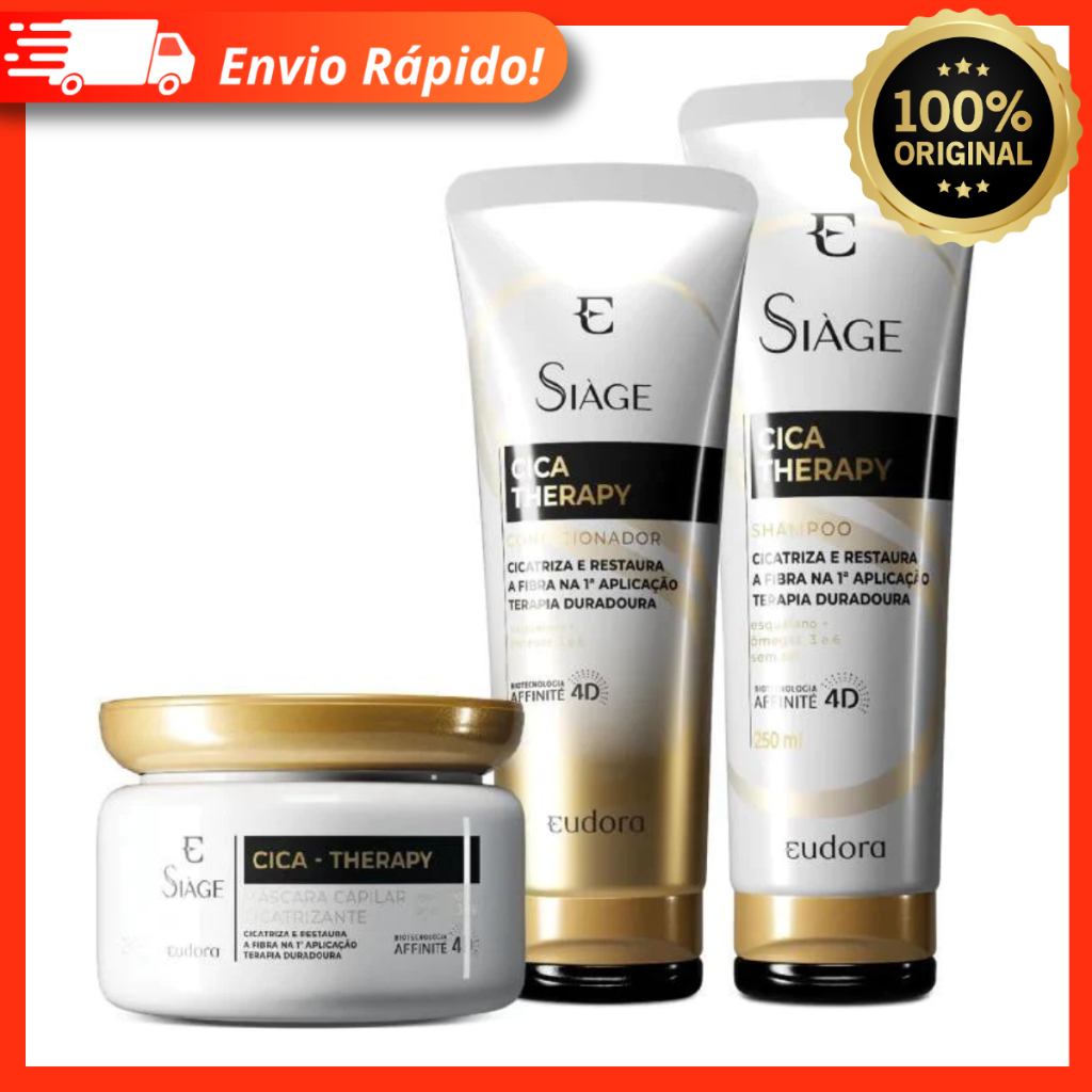 Kit Siàge Cica-Therapy: Shampoo + Condicionador + Máscara – Eudora