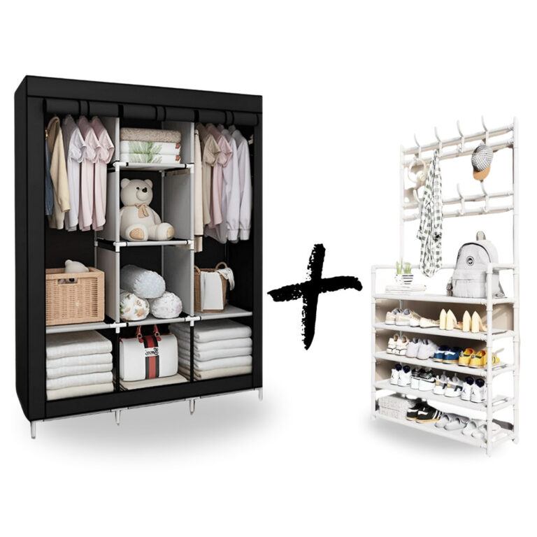 Guarda-Roupa Portátil Dobrável Prateleira Zíper
