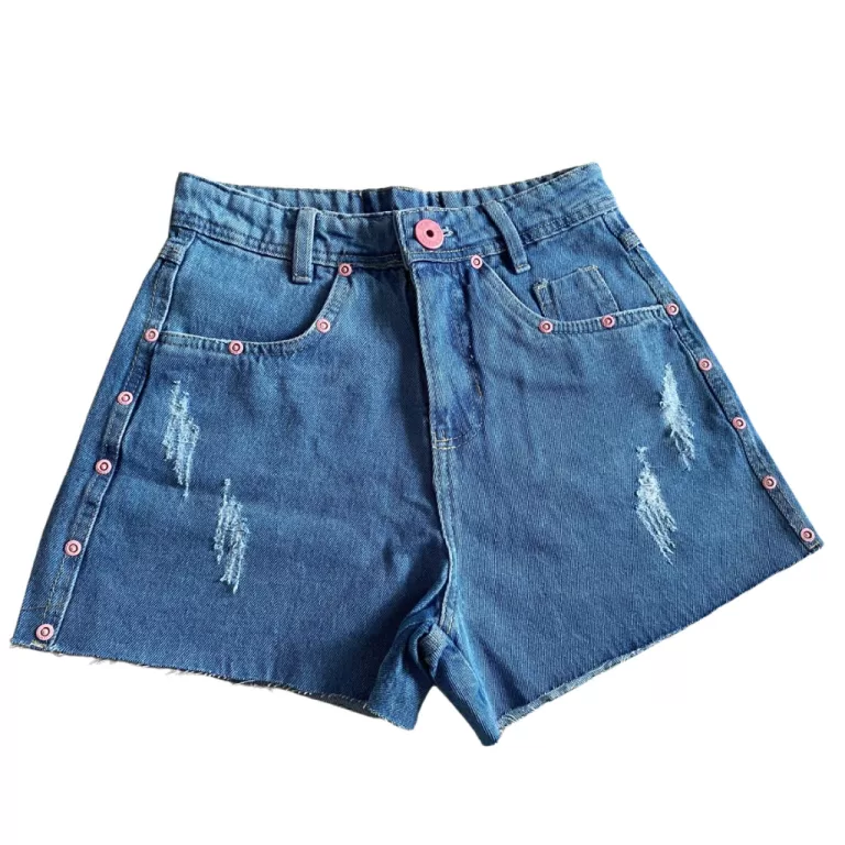 Short Jeans detalhe rosa