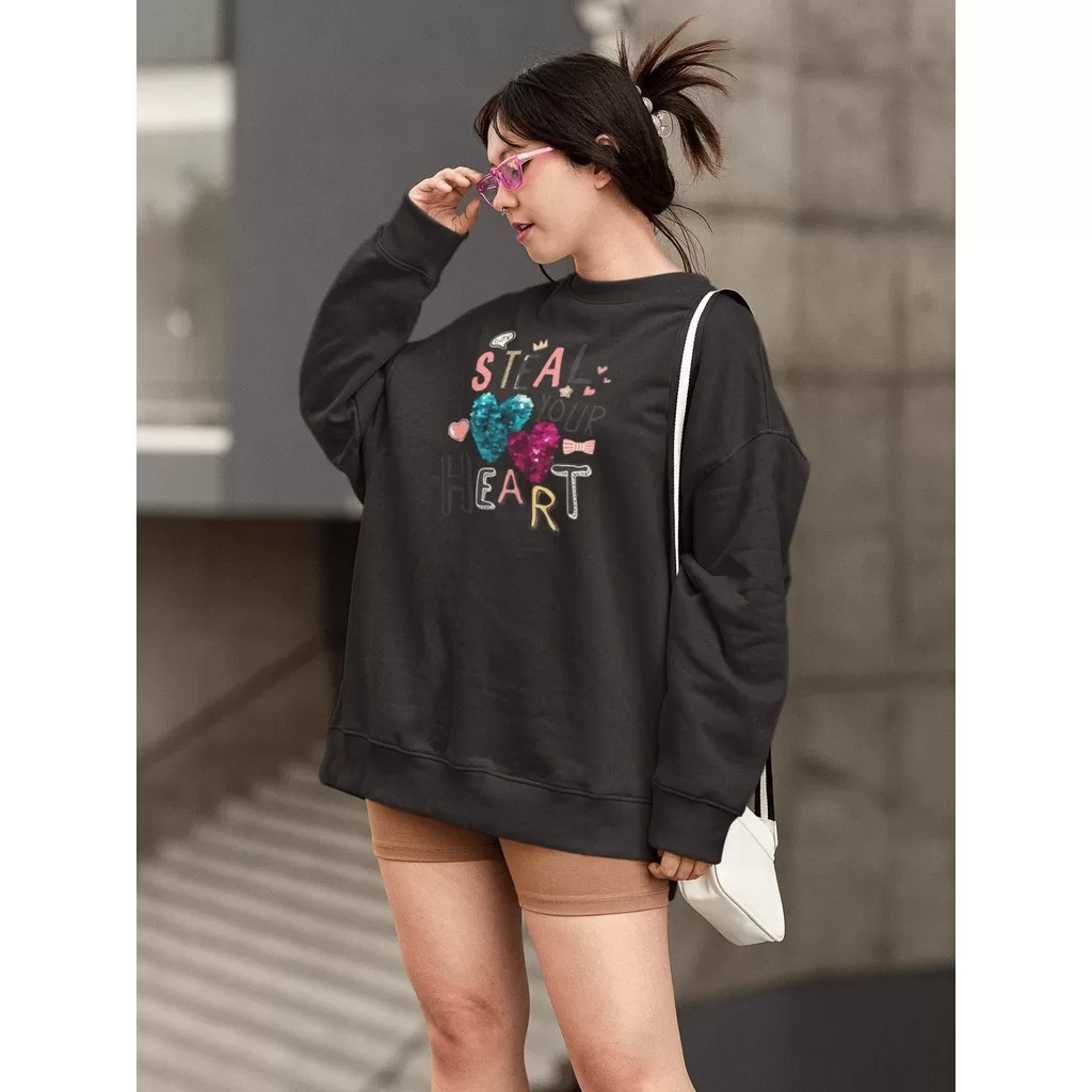 Moletom Blusa de Frio Básico Estiloso Feminino Estampado Gola Redonda Confortável 100% Algodão