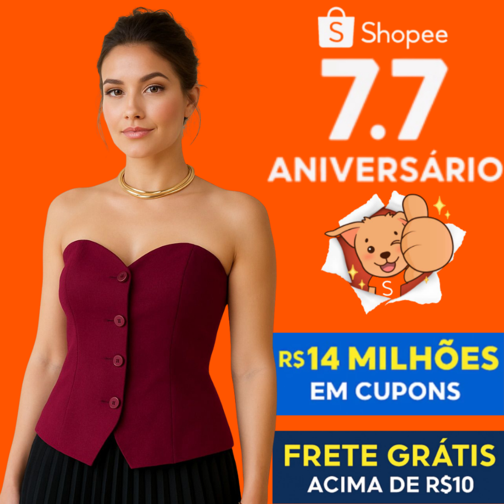 Blusa Corselet Social Casual Linho Rustico 4 Botões Tomara que Caia Alfaitaria