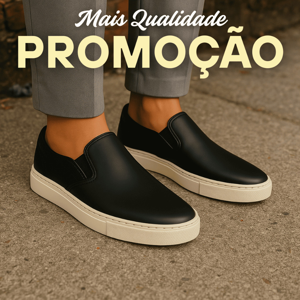 Tênis Masculino Slip On Casual Dia a Dia Confortável Sem Cadarço Antiderrapante