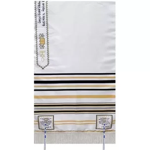 Talit Messiânico Nacional Preto Com Tzitzit 160m 