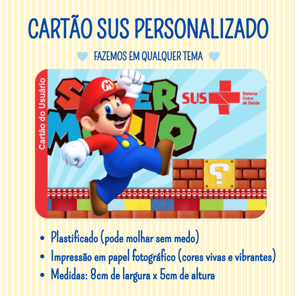 Cartão SUS Personalizado Super Mario