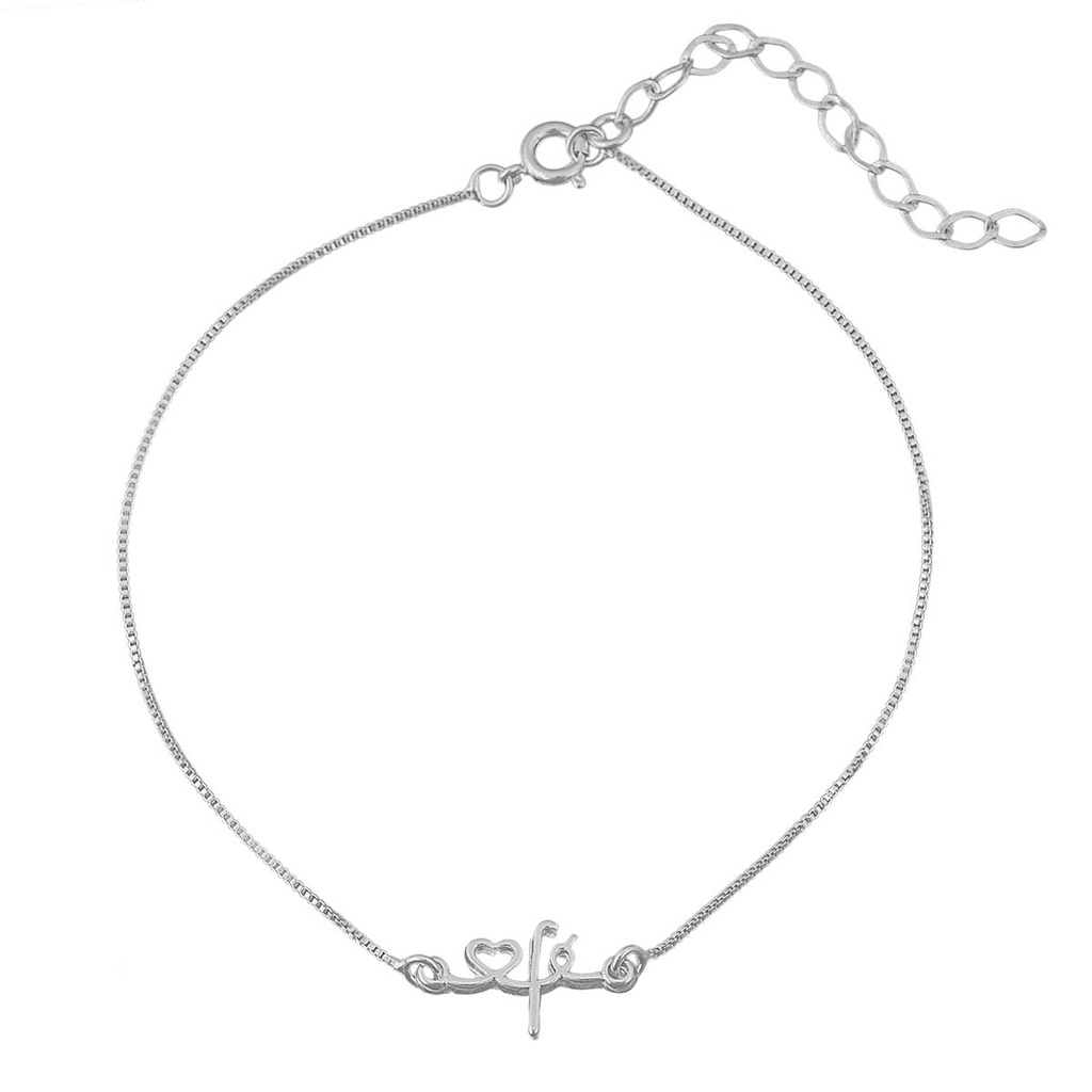 Tornozeleira Fé Folheada Prata 925 Legítima