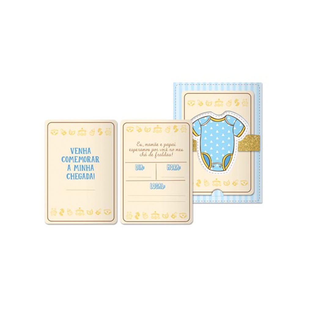 Convite Chá de Bebê Menino V1 Junco 8und