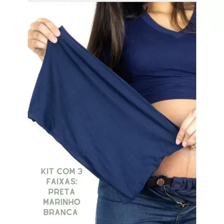 Kit com 3 faixas Gestante (Preta/Marinho/Branca)
