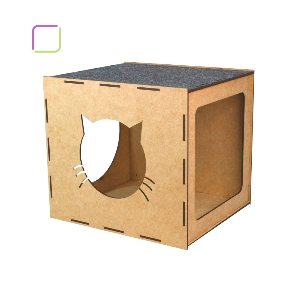 Nicho para Gato de Parede com Carpete Mdf Casinha para Bichanos