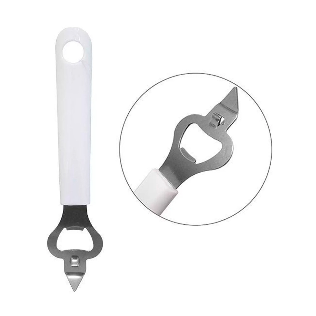 Abridor Garrafa Inox Cabo Plástico Branco Wincy 20cm 1und
