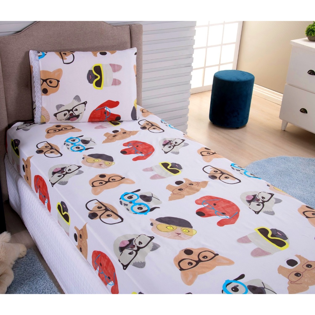 Jogo de Lençol Solteiro 02 Peças Estampas Infantil