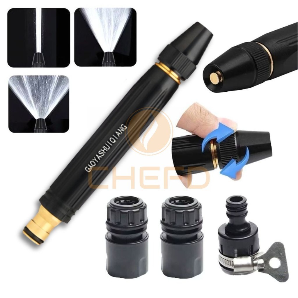 Kit 3 Em 1 Bico Alta Pressão Para Mangueira + Conector Top