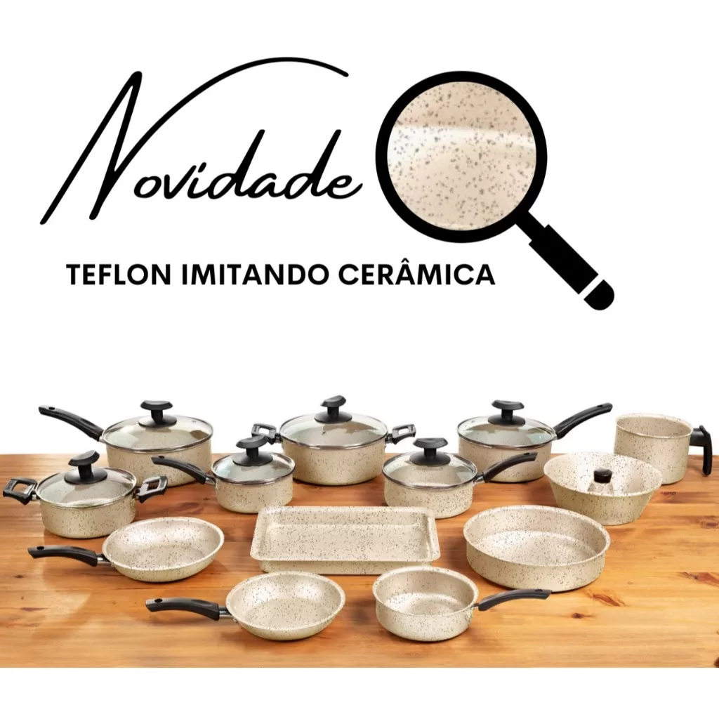 Jogo Panelas 13 Peças Antiaderente Conjunto Kit Frigideira Caçarola Fervedor Cozinha Completa