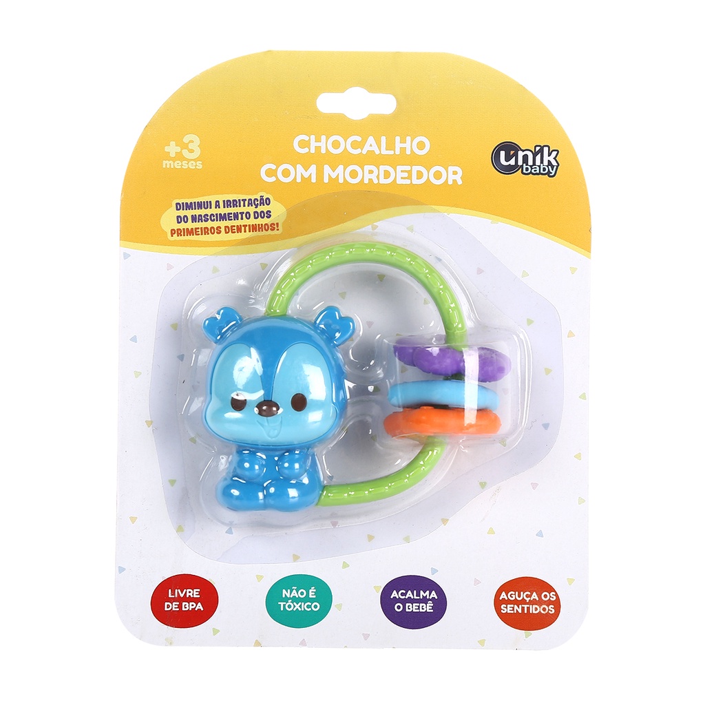 CHOCALHO COM MORDEDOR ESQUILO AZUL