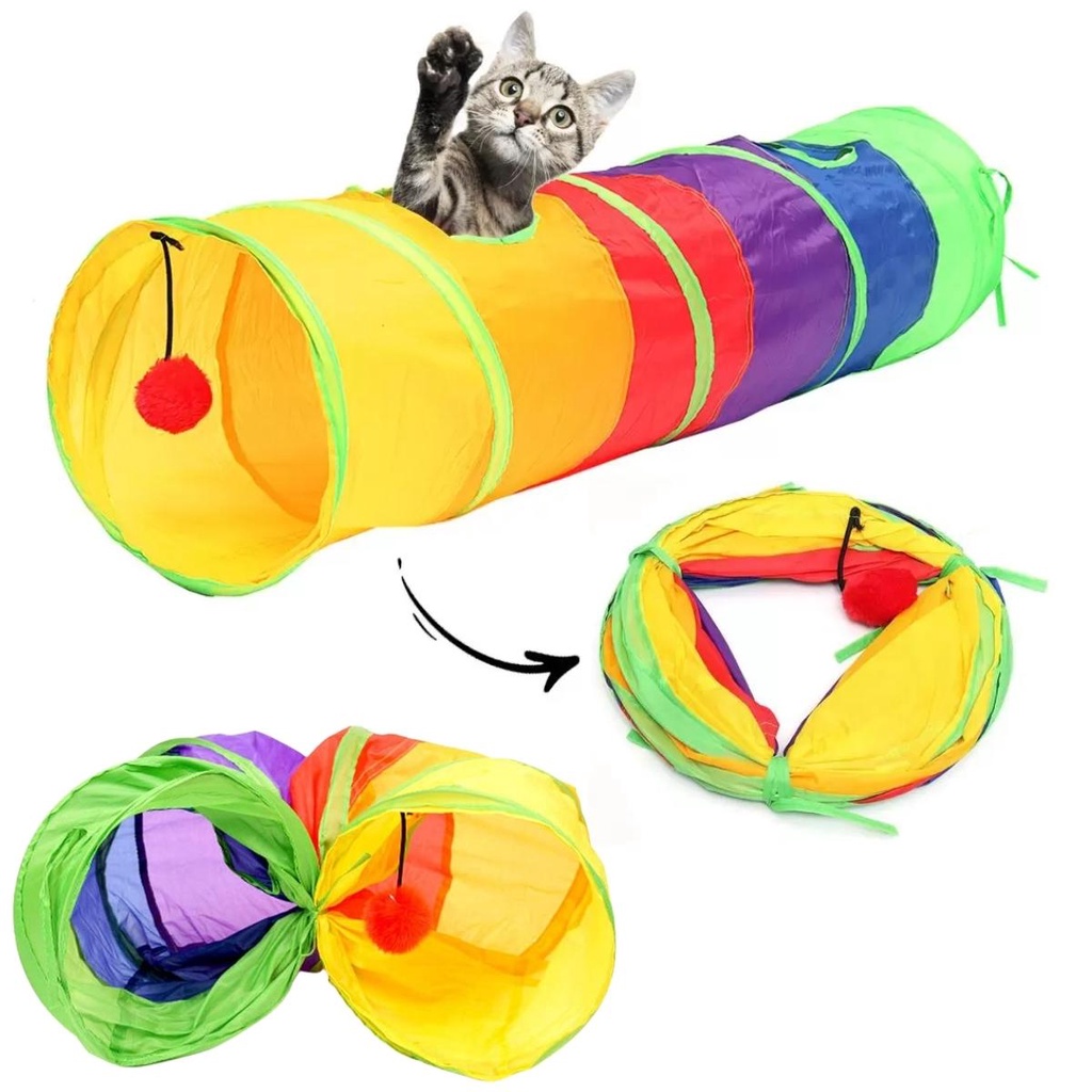 Túnel Para Gatos e Cães  Pequenos Brinquedo Pet Labirinto Coelho Interativo Com bolinha Dobrável