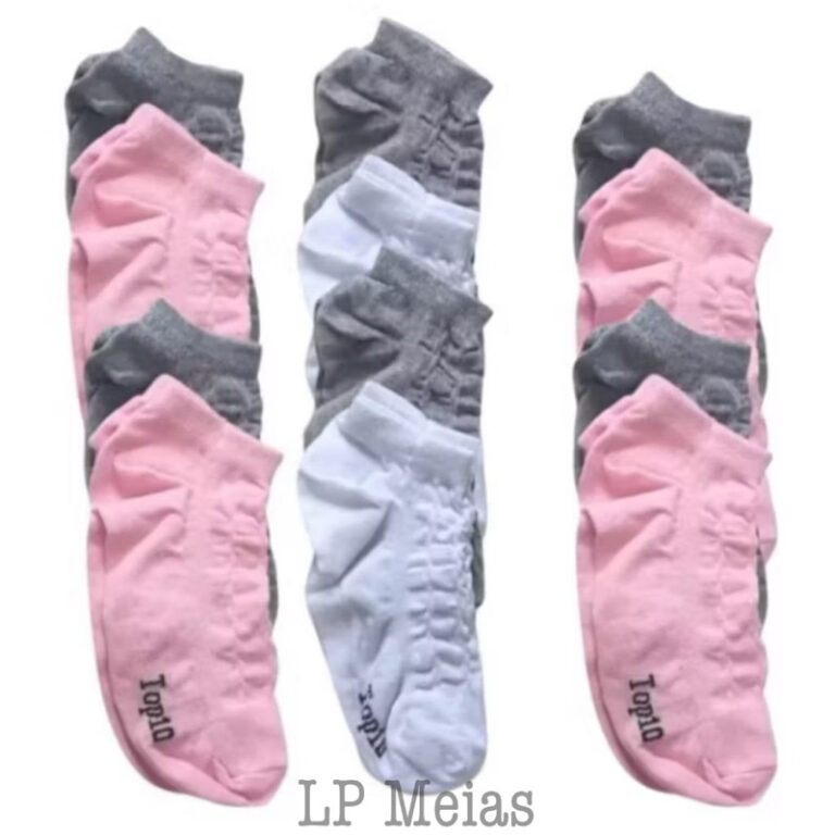Kit 24 Pares Meia Feminina e Unissex Soquete 32 ao