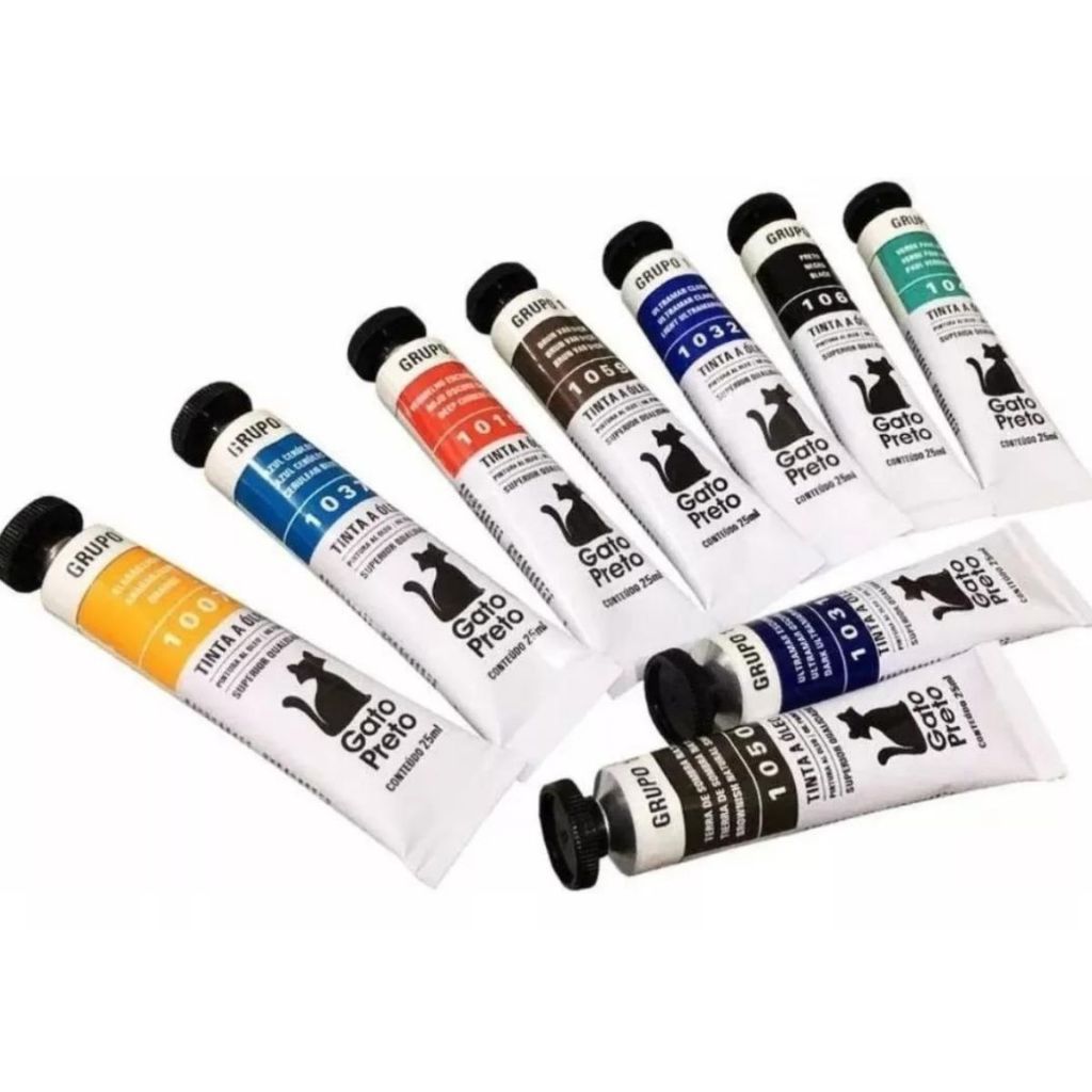 Kit de Tinta a Óleo Gato Preto 20ml – Cores A Sua Escolha