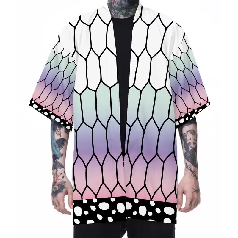 Cosplay Capa Kimono Kimetsu no Yaiba, Tangirõ, Shinobu, Nuvens, Borboleta, Demon Slayer, Fantasia