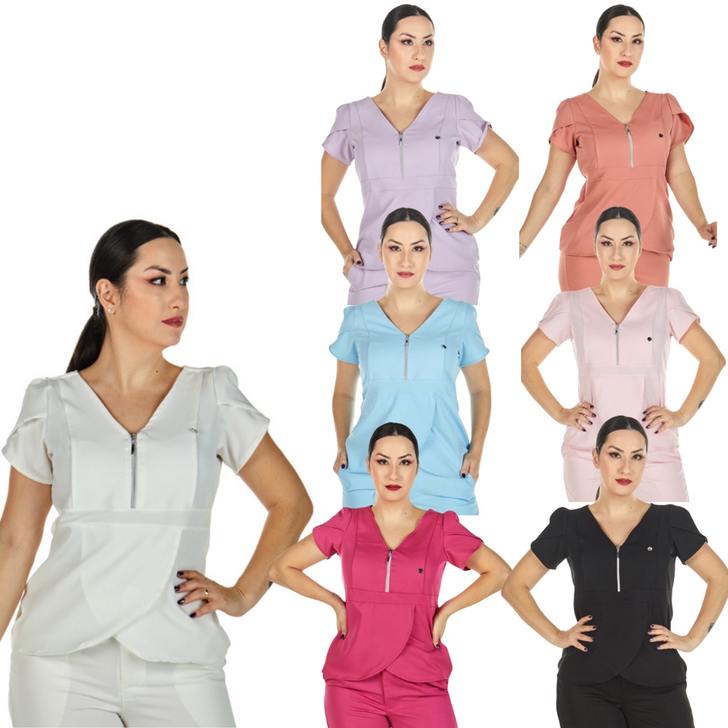 Blusa Scrub Babado Plus Size Varias Cores