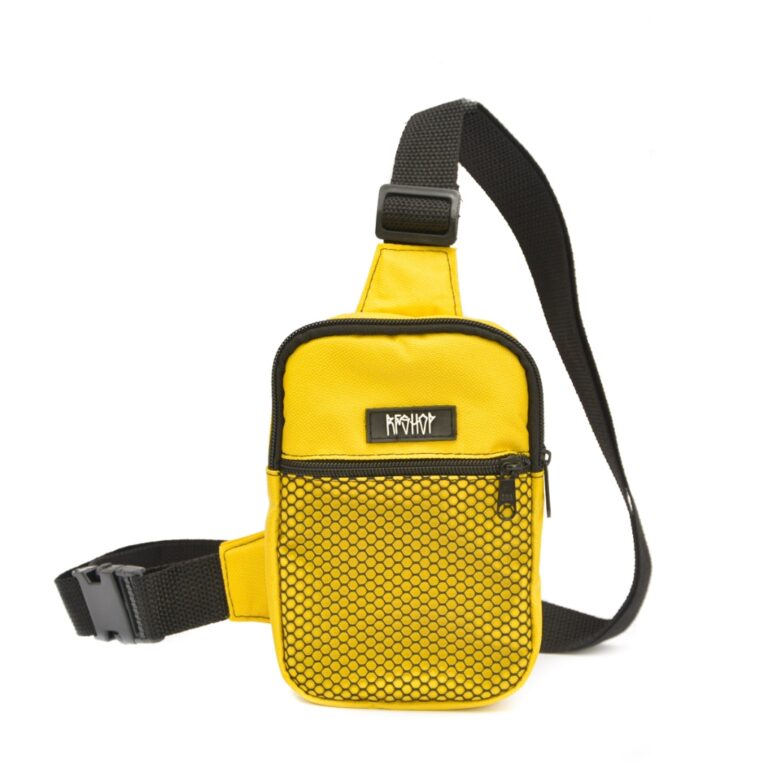Mini bolsa chest bag amarelo com telinha/lisa unis