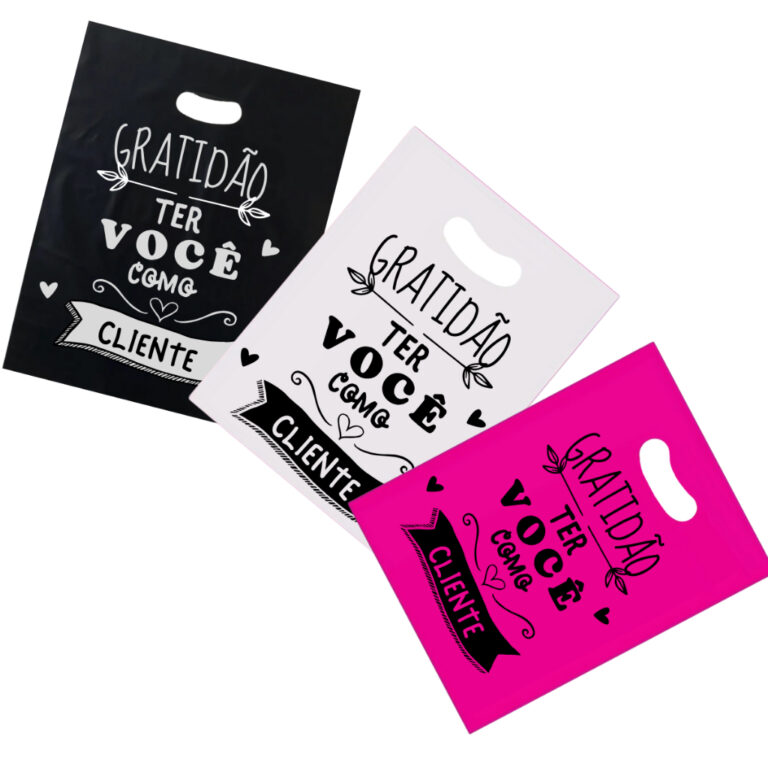50 Sacola Boca de Palhaço com Frase Gratidão ter