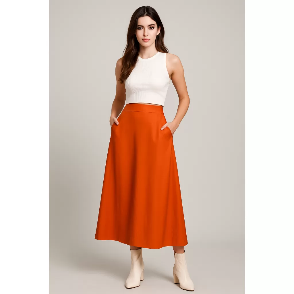 Saia Longa Feminina Evangélica Casual Moda Com Bolsos Solta Festa Culto Igreja Modelo Lápis