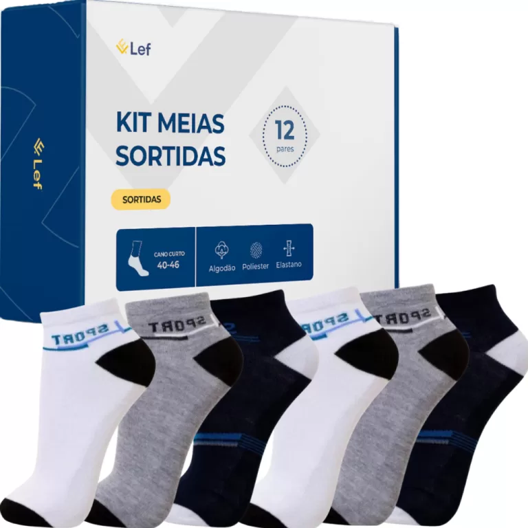 Kit 12 Pares de Meia Unissex Cano Curto Soquete Va
