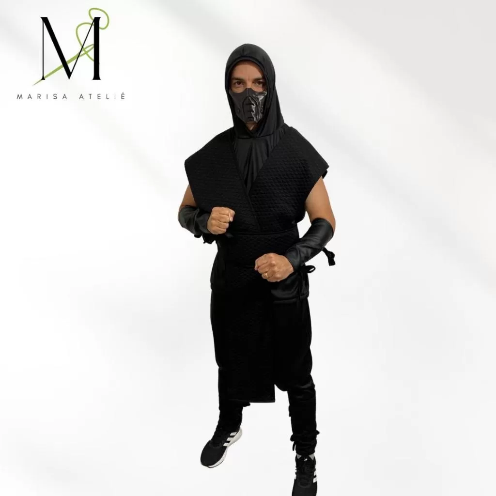 Fantasia Cosplay Mortal Kombat Noob Saibot Com Máscara 3D