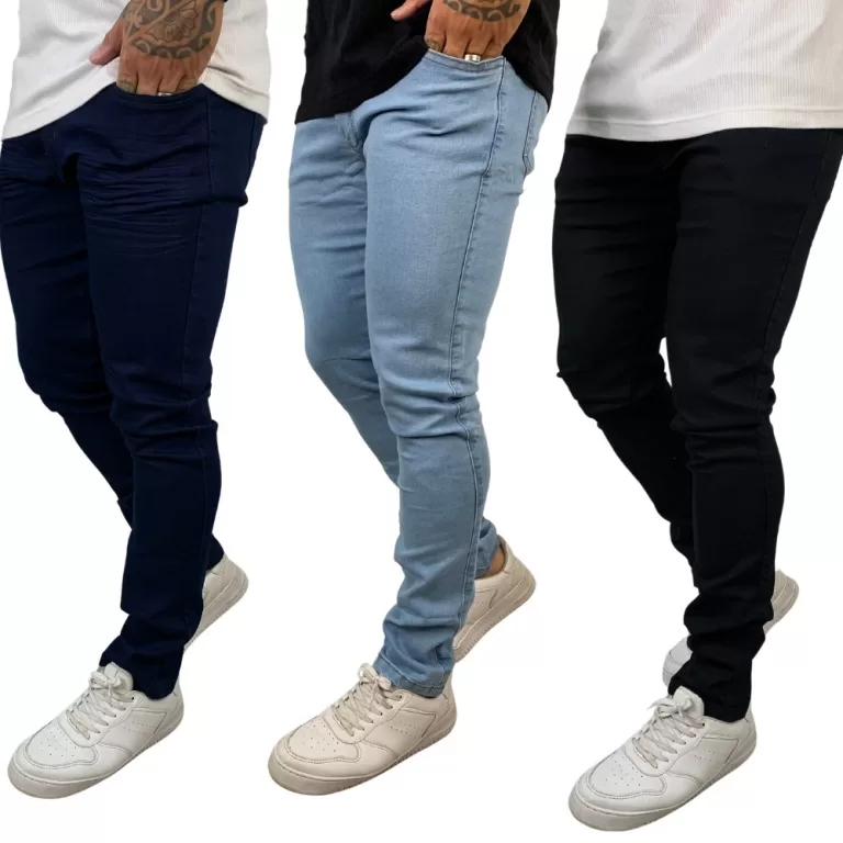 Kit 3 Calças Jeans Masculina Super Skinny Corte t