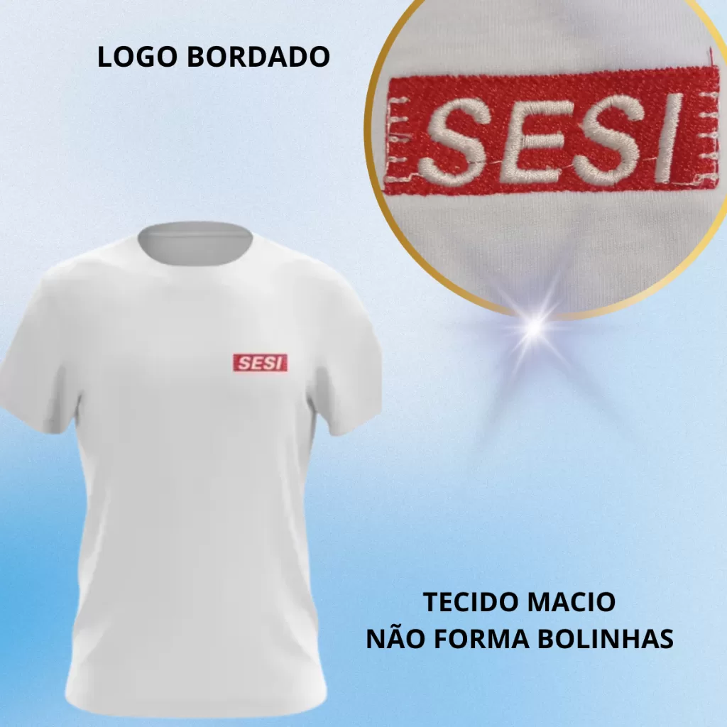 SESI, Camisa, Camiseta, Escolar, UNISEX,  Adulto E Infantil Sesi Bordado.