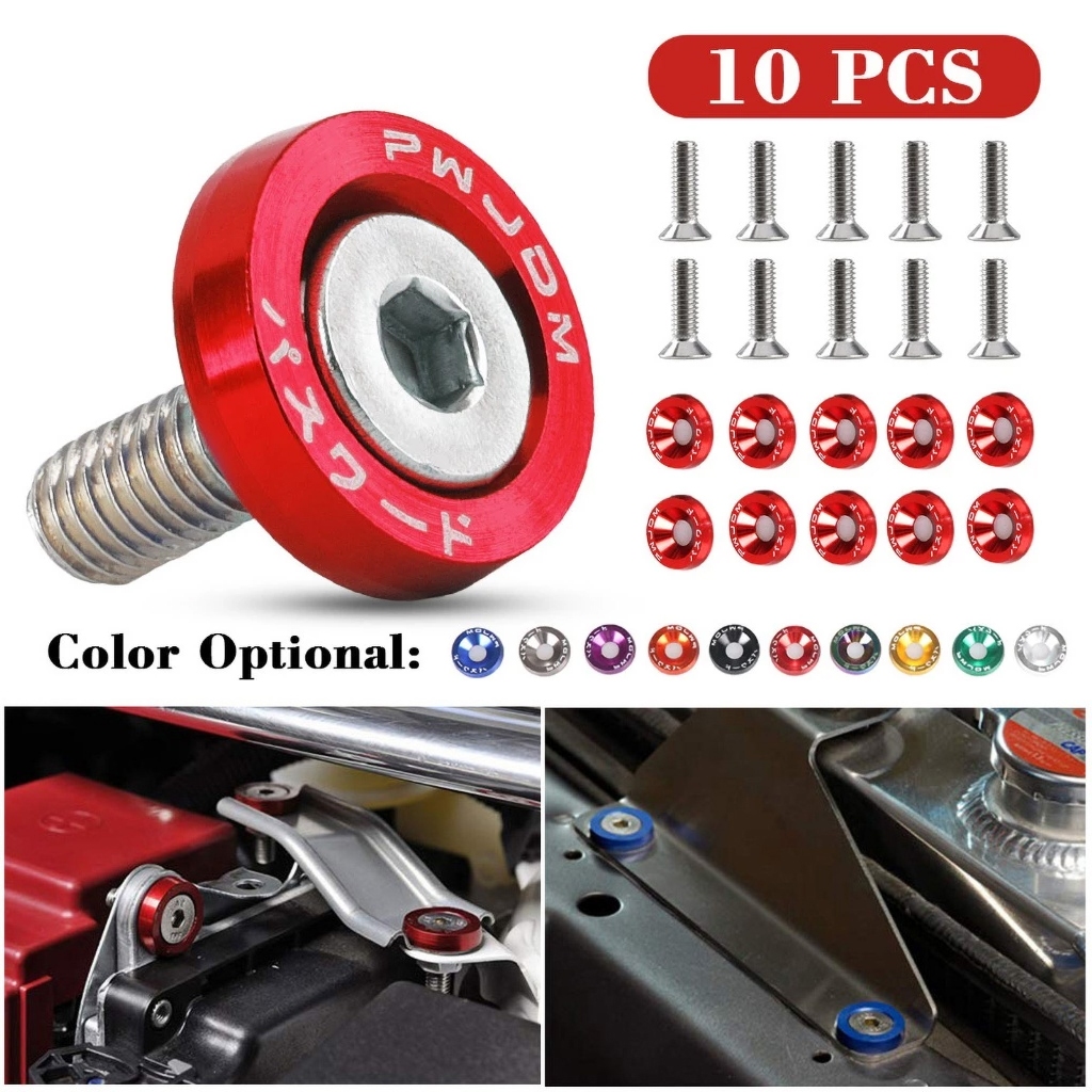 Fender 10PCS M6 JDM Fixadores Hexagonais Modificados Para Carro Arruela De-Choque Parafusos Côncavos