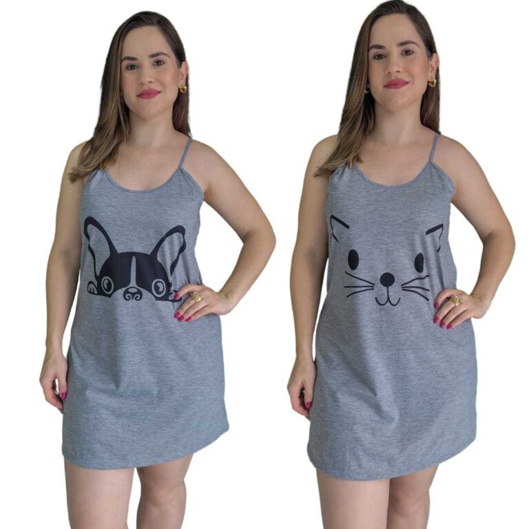 Kit 2 Pijamas Camisola Adulto Feminina Alça De Ve