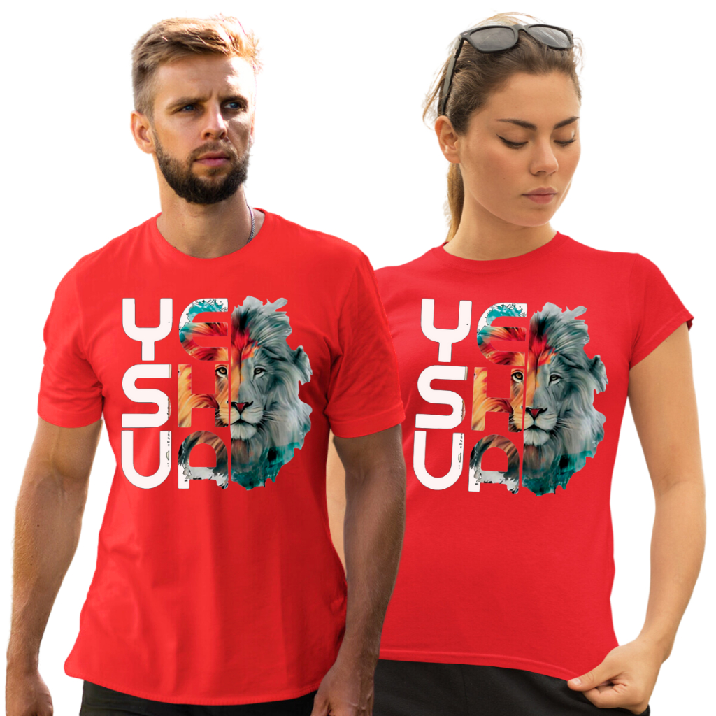 Kit 2 Camisas para Casais Conjunto Camiseta Casal Evangelica leão de juda C119