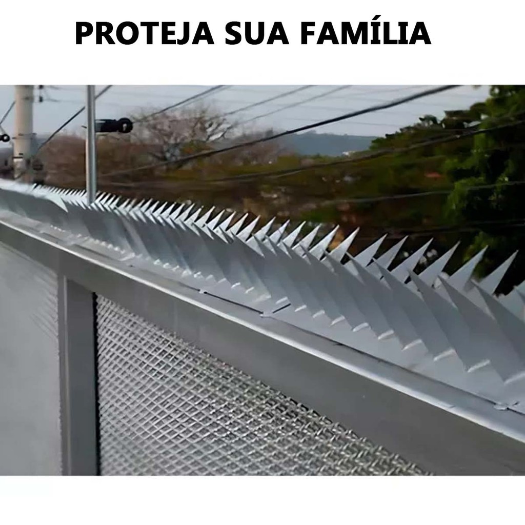 Kit 10 mts Lança protetora para muro perfurante cortante dupla mandíbula galvanizada