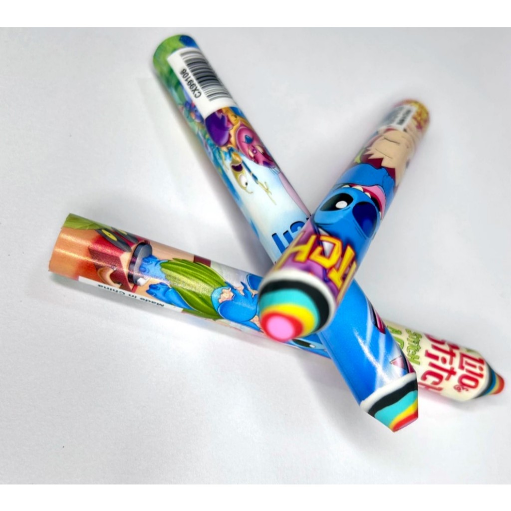 BORRACHA EM FORMATO DE LAPIS ARCO IRIS STITCH / PAPELARIA FOFA KAWAII / MATERIAL ESCOLAR