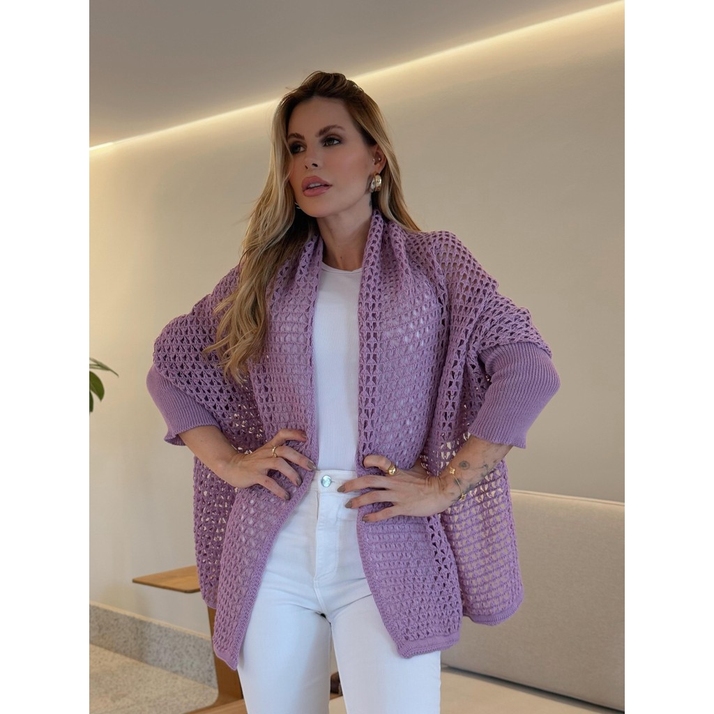 Kimono Feminino Capa Rendada Tricô