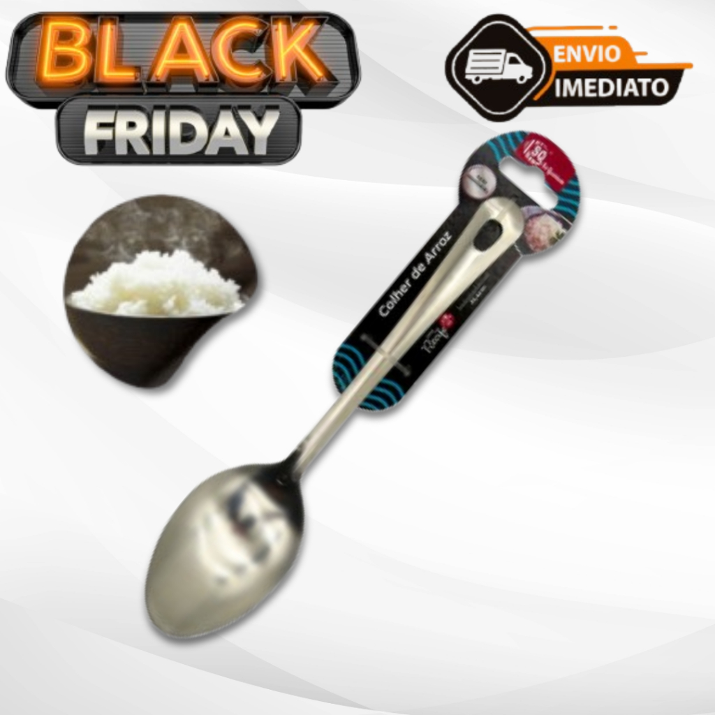 Colher De Arroz GRANDE Cabo Longo 100 % Aço Inox 26cm Envio Imediato