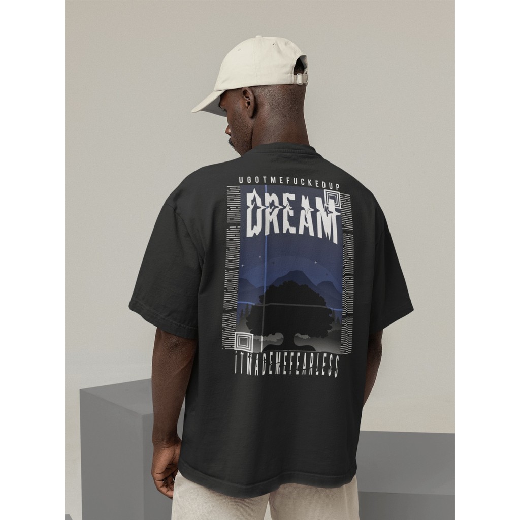 Camiseta Oversize Streetwear Masculino e Feminino 100% Algodão Treino e Dia a Dia Preto e Off Whte E