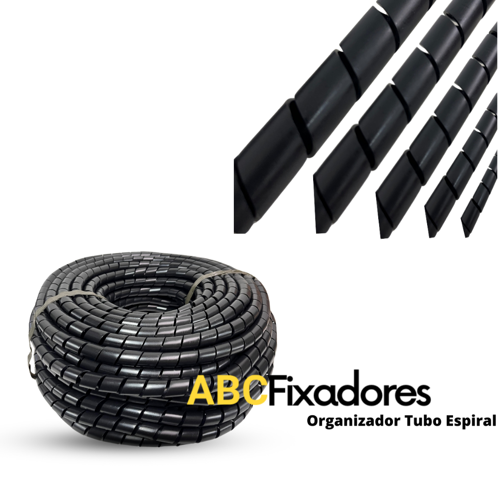 Organizador espiral para fios e cabos, mola protetora varias medidas 6mm, 10mm, 14mm , 19mm / preto