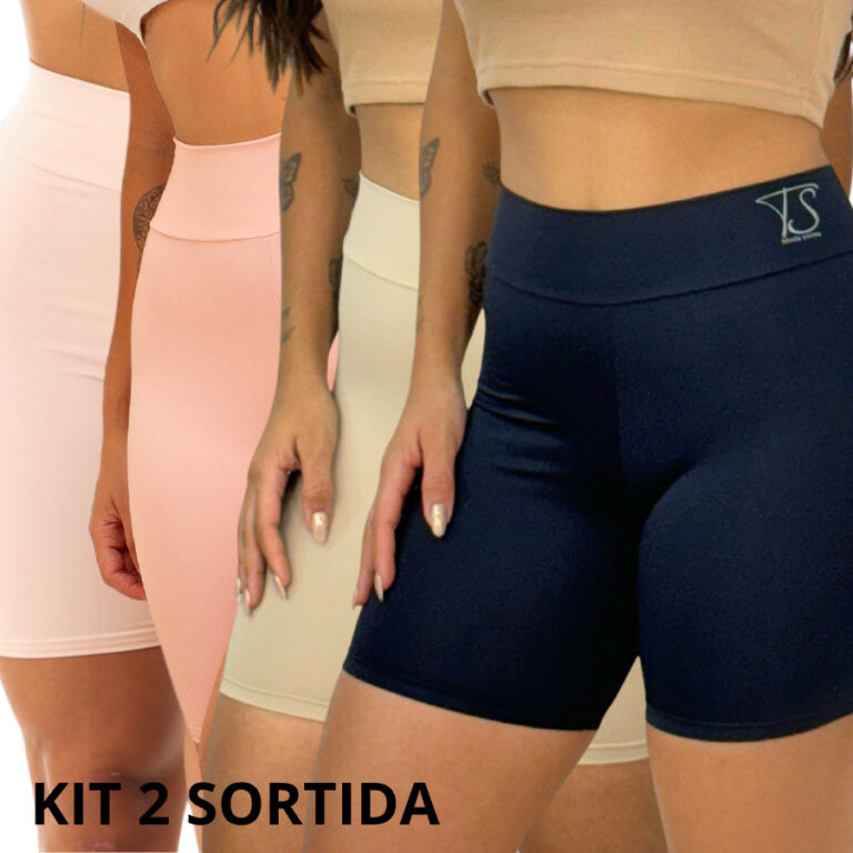 KIT 2 Short Segunda Pele Cos Duplo Alto Bermuda de