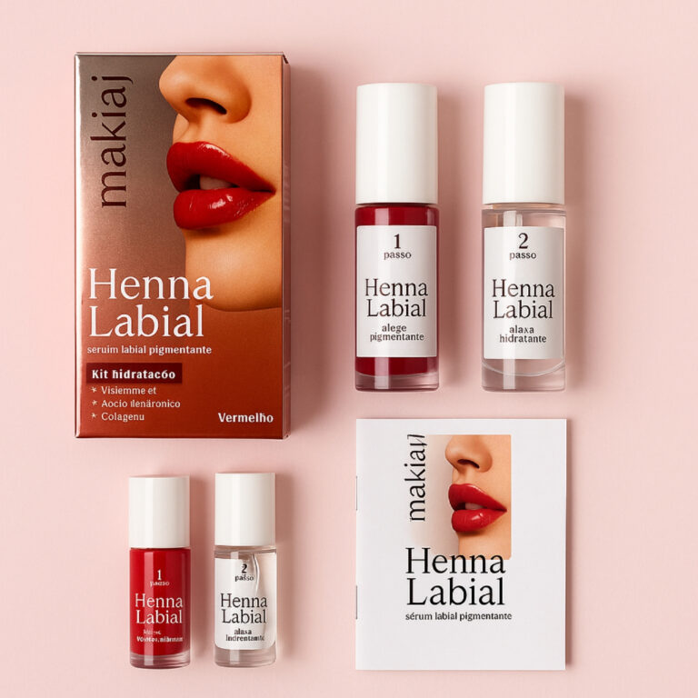 Kit 1–5 Henna Labial Makiaj Rosa e Vermelha 