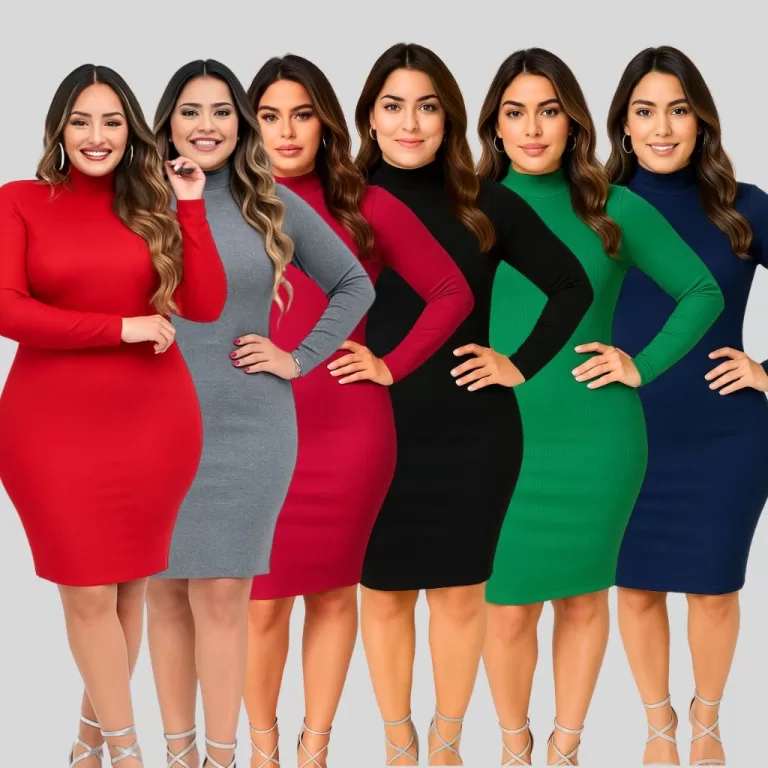 Vestido Feminino Gola Alta Manga Longa Gestante Va