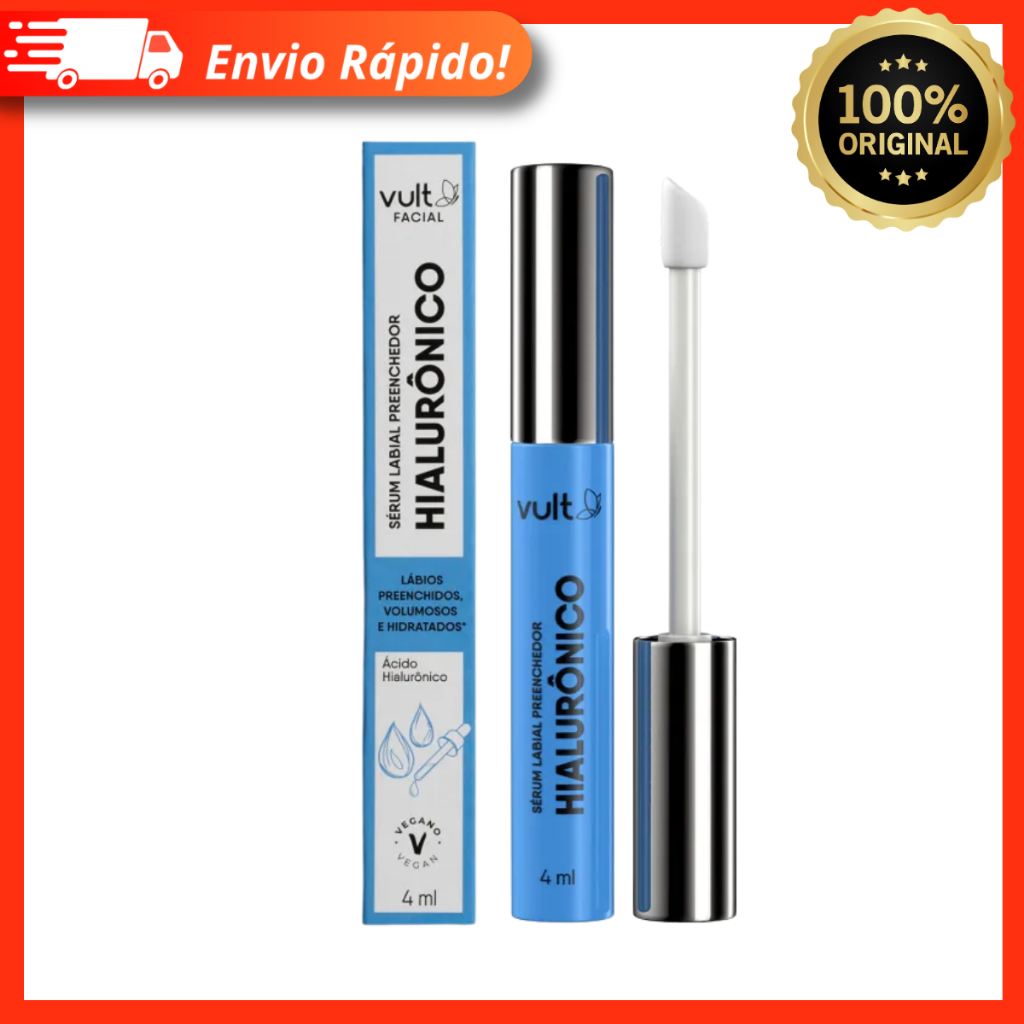 Sérum Labial Preenchedor Hialurônico Vegano Lábios Preenchidos Volumosos e Hidratados 4ml – Vult