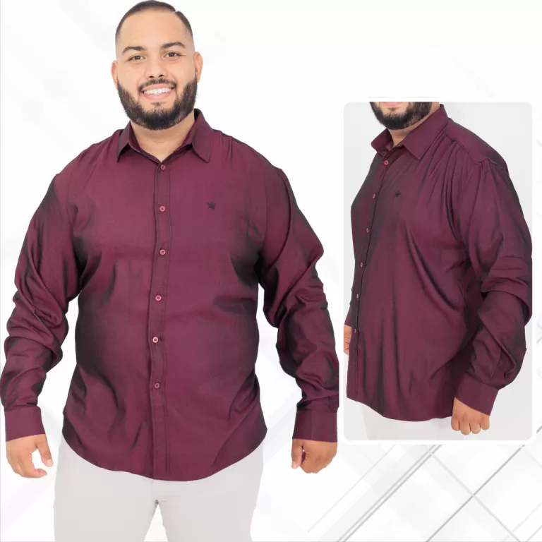 Camisa Masculina Plus Size Tencel Manga Longa Mars