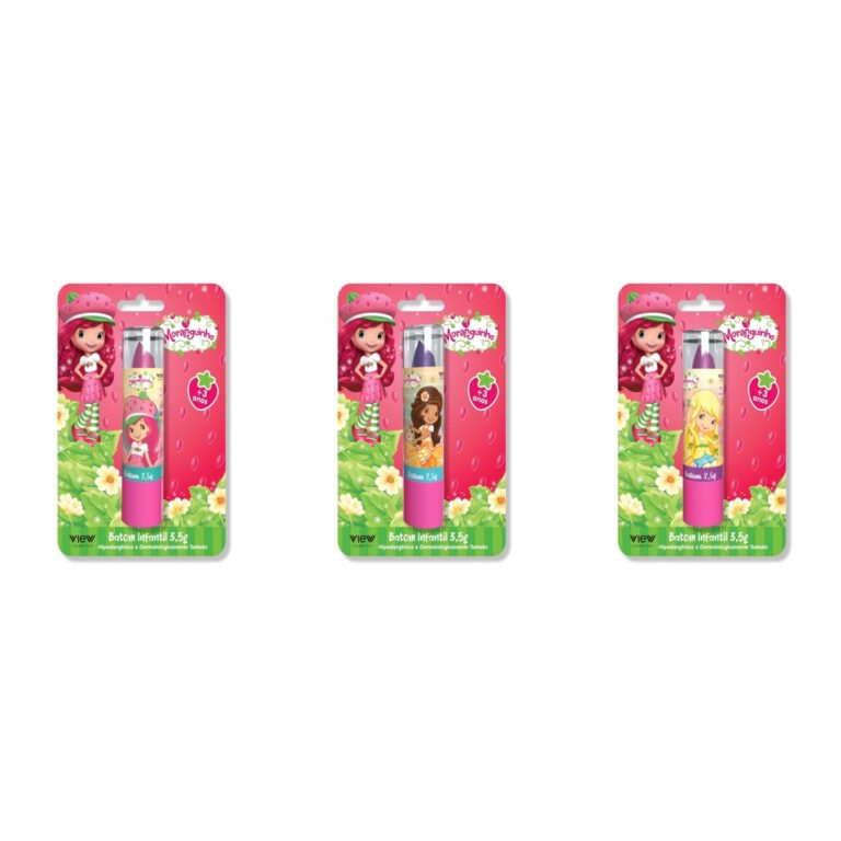 Kit 3 Batons Infantis Moranguinho 5ml | 3 cores | 