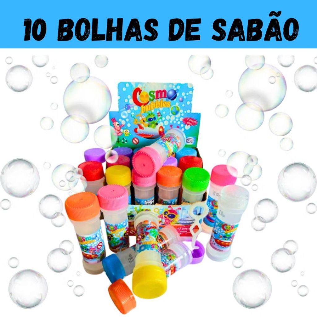 10 Bolha de Sabão Bolinha de Sabão p/ Kit Festa Lembrancinha Brinquedo Infantil