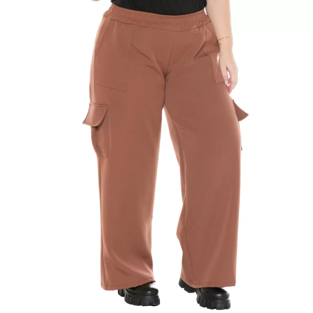 Calça Pantalona Alfaiataria Cargo Com Bolso Lateral 1187